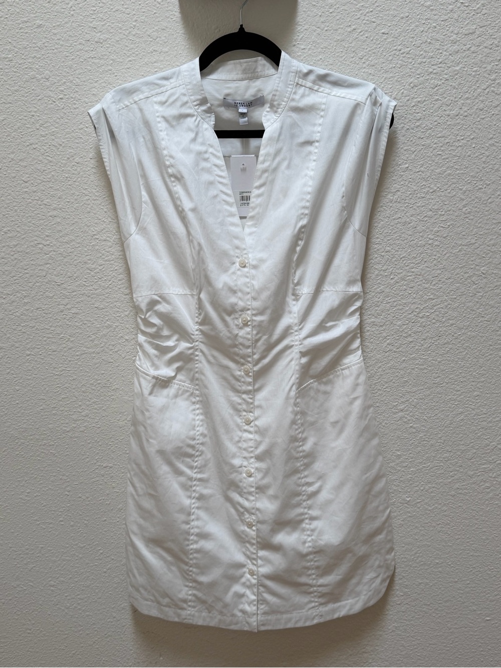 Derek Lam White Sleeveless Button-Front Mini Dress